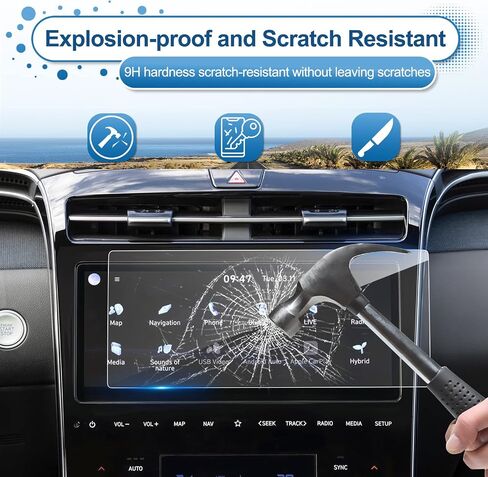 2025 Tucson Screen Protector for Hyundai Tucson (SE/SEL/SEL Convenience/XRT/Limited/N Line) 12.3Inch&AC Displays, 9H Tempered Glass 2025 Tucson Accessories HD Transparent 12.3"&A/C in Kuwait