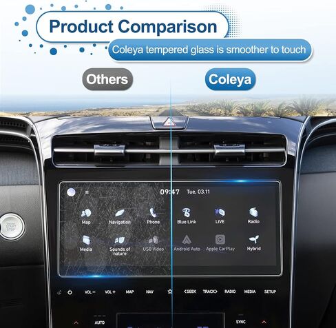 2025 Tucson Screen Protector for Hyundai Tucson (SE/SEL/SEL Convenience/XRT/Limited/N Line) 12.3Inch&AC Displays, 9H Tempered Glass 2025 Tucson Accessories HD Transparent 12.3"&A/C in Kuwait
