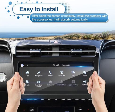2025 Tucson Screen Protector for Hyundai Tucson (SE/SEL/SEL Convenience/XRT/Limited/N Line) 12.3Inch&AC Displays, 9H Tempered Glass 2025 Tucson Accessories HD Transparent 12.3"&A/C in Kuwait