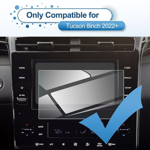 2025 Tucson Screen Protector for Hyundai Tucson (SE/SEL/SEL Convenience/XRT/Limited/N Line) 12.3Inch&AC Displays, 9H Tempered Glass 2025 Tucson Accessories HD Transparent 12.3"&A/C in Kuwait