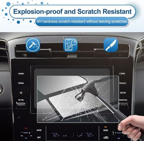 2025 Tucson Screen Protector for Hyundai Tucson (SE/SEL/SEL Convenience/XRT/Limited/N Line) 12.3Inch&AC Displays, 9H Tempered Glass 2025 Tucson Accessories HD Transparent 12.3"&A/C in Kuwait