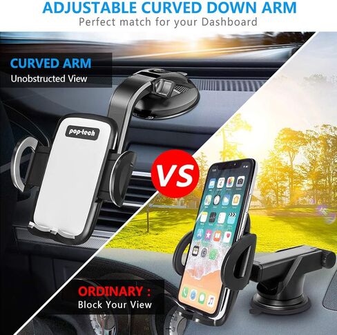 حامل لوحة أجهزة القياس للسيارة، حامل لوحة أجهزة القياس للسيارة من بوب تيك مع كأس شفط قوي قوي قابل للدوران 360 درجة بدون استخدام اليدين مشبك الهاتف المحمول لمقبس iPhone Samsung Galaxy Pixel قابل للطي in Kuwait