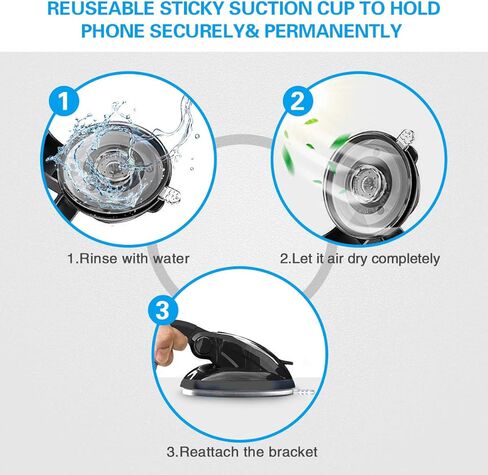 حامل لوحة أجهزة القياس للسيارة، حامل لوحة أجهزة القياس للسيارة من بوب تيك مع كأس شفط قوي قوي قابل للدوران 360 درجة بدون استخدام اليدين مشبك الهاتف المحمول لمقبس iPhone Samsung Galaxy Pixel قابل للطي in Kuwait