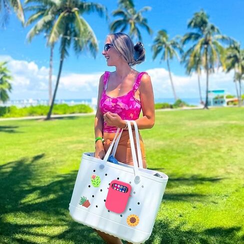 حامل هاتف Mity Rain متوافق مع حقيبة Bogg/Simply Southern Tote، ملحقات سيليكون ناعمة لحقيبة الشاطئ، حشوات ساحرة مطورة لتنظيم الجهاز، أحمر الشفاه، النظارات الشمسية، سلسلة المفاتيح باللون الوردي in Saudi Arabia