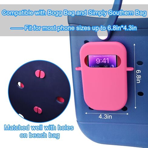حامل هاتف Mity Rain متوافق مع حقيبة Bogg/Simply Southern Tote، ملحقات سيليكون ناعمة لحقيبة الشاطئ، حشوات ساحرة مطورة لتنظيم الجهاز، أحمر الشفاه، النظارات الشمسية، سلسلة المفاتيح باللون الوردي in Saudi Arabia
