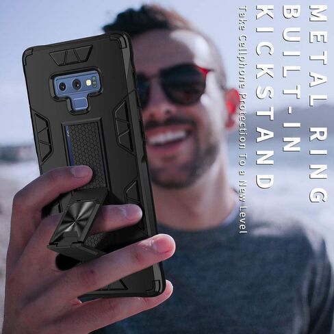 TORRTOWAY حافظة لهاتف سامسونج جالاكسي نوت 9 من الدرجة العسكرية مقاومة للصدمات مع حامل مسند مدمج مغناطيسي للسيارة حافظة واقية لهاتف جالاكسي نوت 9 (فضي) in Kuwait