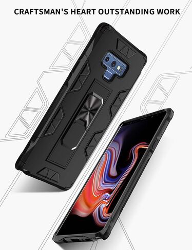 TORRTOWAY حافظة لهاتف سامسونج جالاكسي نوت 9 من الدرجة العسكرية مقاومة للصدمات مع حامل مسند مدمج مغناطيسي للسيارة حافظة واقية لهاتف جالاكسي نوت 9 (فضي) in Kuwait