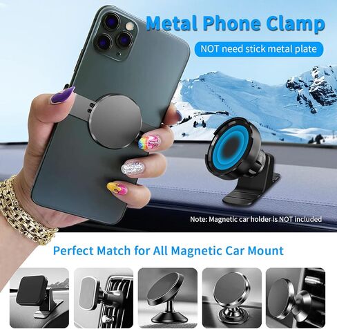 GOUPPL Metal Phone Clamp for Magnet Car Mount Holder, Adjustable Hands-Free Phone Clip Compatible with All Magnetic Mounts [Clamp and Remove at Anytime] Fits iPhone Samsung Smartphone (Gray) in Saudi Arabia