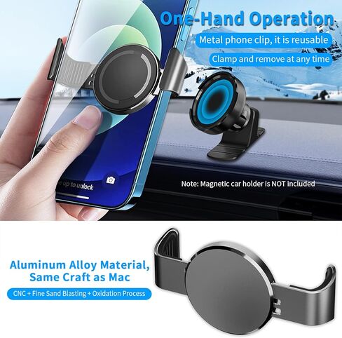 GOUPPL Metal Phone Clamp for Magnet Car Mount Holder, Adjustable Hands-Free Phone Clip Compatible with All Magnetic Mounts [Clamp and Remove at Anytime] Fits iPhone Samsung Smartphone (Gray) in Saudi Arabia