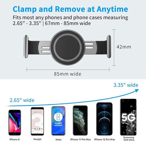 GOUPPL Metal Phone Clamp for Magnet Car Mount Holder, Adjustable Hands-Free Phone Clip Compatible with All Magnetic Mounts [Clamp and Remove at Anytime] Fits iPhone Samsung Smartphone (Gray) in Saudi Arabia