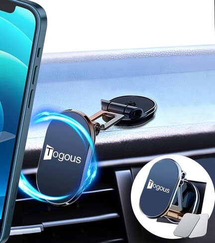 حامل هاتف مغناطيسي للسيارة [8 مغناطيسات قوية] حامل هاتف مغناطيسي قابل للطي مصنوع من سبيكة معدنية، دوران مزدوج 360 درجة، حامل هاتف مغناطيسي عالمي متوافق مع جميع هواتف iPhone in Kuwait