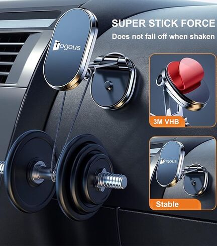 حامل هاتف مغناطيسي للسيارة [8 مغناطيسات قوية] حامل هاتف مغناطيسي قابل للطي مصنوع من سبيكة معدنية، دوران مزدوج 360 درجة، حامل هاتف مغناطيسي عالمي متوافق مع جميع هواتف iPhone in Kuwait