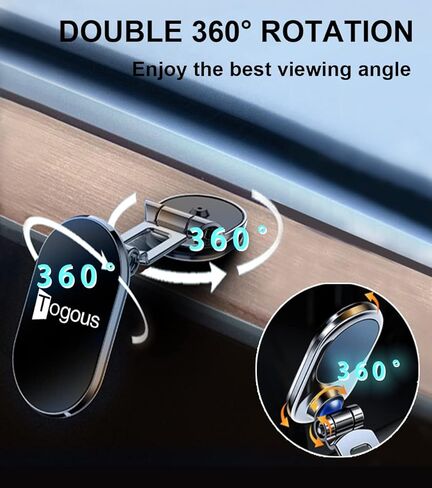 حامل هاتف مغناطيسي للسيارة [8 مغناطيسات قوية] حامل هاتف مغناطيسي قابل للطي مصنوع من سبيكة معدنية، دوران مزدوج 360 درجة، حامل هاتف مغناطيسي عالمي متوافق مع جميع هواتف iPhone in Kuwait
