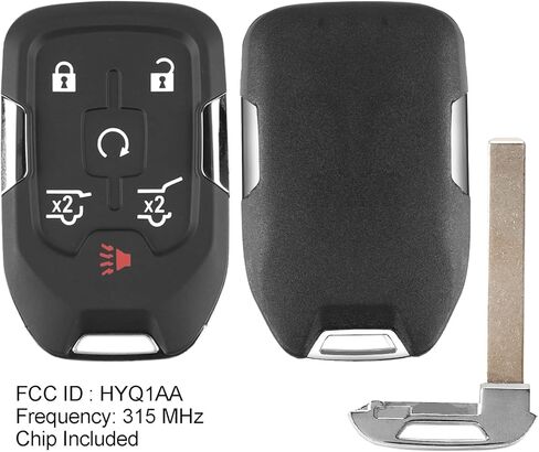 Self-prgrammed 6 Buttons Car Keyless Entry System Key Fob Compatible with 2015 - 2020 Chevy Suburban Tahoe GMC Yukon 46chip 315 MHz (HYQ1AA) for with Push to Start Model in Kuwait