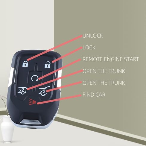 Self-prgrammed 6 Buttons Car Keyless Entry System Key Fob Compatible with 2015 - 2020 Chevy Suburban Tahoe GMC Yukon 46chip 315 MHz (HYQ1AA) for with Push to Start Model in Kuwait