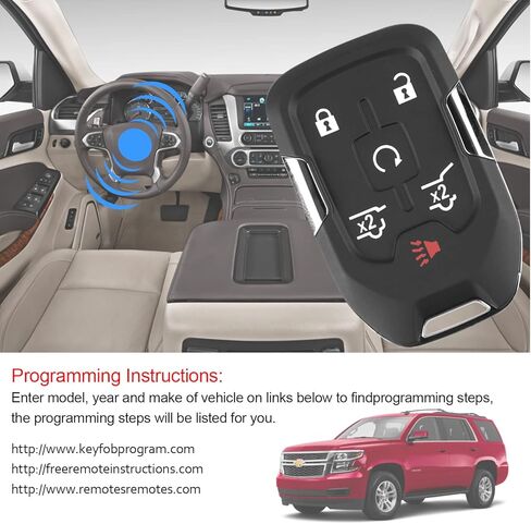 Self-prgrammed 6 Buttons Car Keyless Entry System Key Fob Compatible with 2015 - 2020 Chevy Suburban Tahoe GMC Yukon 46chip 315 MHz (HYQ1AA) for with Push to Start Model in Kuwait