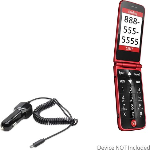 شاحن سيارة BoxWave متوافق مع Jitterbug Flip - شاحن سيارة Plus، شاحن سيارة بمنفذ USB إضافي مع كابل مدمج لـ Jitterbug Flip، Jitterbug Flip، Lively، Smart2 - أسود in Kuwait