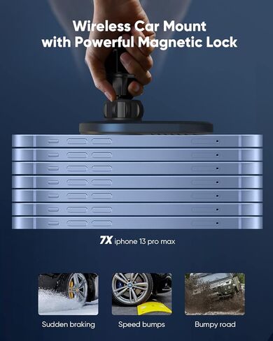 شاحن سيارة لاسلكي مغناطيسي، شحن سريع بحد أقصى 15 واط من WORDIMA، متوافق مع شاحن السيارة MagSafe، حامل فتحة تهوية متوافق مع هواتف iPhone 13/12 Series والحافظات المغناطيسية in Kuwait