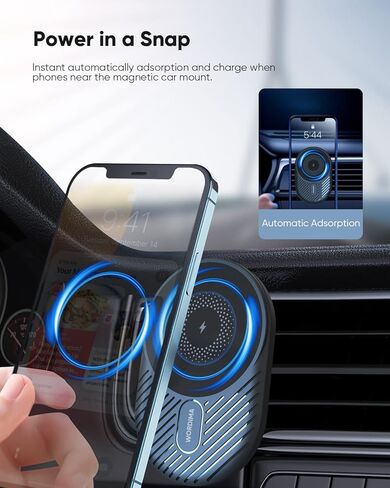 شاحن سيارة لاسلكي مغناطيسي، شحن سريع بحد أقصى 15 واط من WORDIMA، متوافق مع شاحن السيارة MagSafe، حامل فتحة تهوية متوافق مع هواتف iPhone 13/12 Series والحافظات المغناطيسية in Kuwait