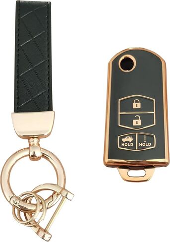 AIOEUOIA لغطاء مفتاح Mazda Key Fob بدون مفتاح، غطاء حماية مفتاح التحكم عن بعد مناسب لمازدا 2 3 5 6 CX-5 CX-7 CX-9 RX-8 MX-5 Miata (4 أزرار أسود) in Kuwait