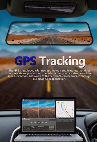 ROADVOX 4K Mirror Dash Cam, 9.66'' Smart Rear View Mirror Camera,2160p 30fps Dual Dash Cam Front and Rear with Stunning Night Clarity,Reversing Assistance,Voice Control,Sandiisk 64GB SD Card & GPS in Saudi Arabia