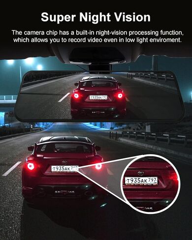 ROADVOX 4K Mirror Dash Cam, 9.66'' Smart Rear View Mirror Camera,2160p 30fps Dual Dash Cam Front and Rear with Stunning Night Clarity,Reversing Assistance,Voice Control,Sandiisk 64GB SD Card & GPS in Saudi Arabia