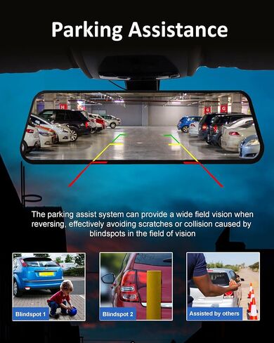 ROADVOX 4K Mirror Dash Cam, 9.66'' Smart Rear View Mirror Camera,2160p 30fps Dual Dash Cam Front and Rear with Stunning Night Clarity,Reversing Assistance,Voice Control,Sandiisk 64GB SD Card & GPS in Saudi Arabia