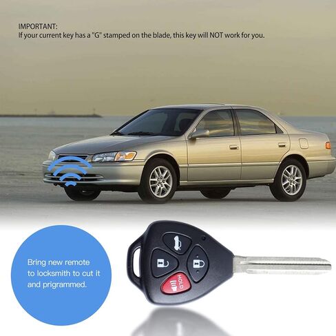 Keyless Entry Remote Control Key Fob Uncut Blade Fit for 2007 2008 2009 2010 Toyota Camry LE FCCID: HYQ12BBY 4D67 Chip 314.4Mhz Set of 2 in Kuwait