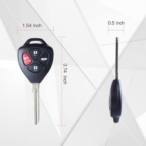 Keyless Entry Remote Control Key Fob Uncut Blade Fit for 2007 2008 2009 2010 Toyota Camry LE FCCID: HYQ12BBY 4D67 Chip 314.4Mhz Set of 2 in Kuwait