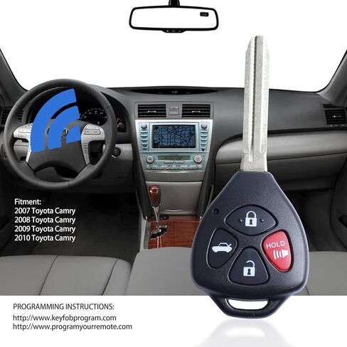 Keyless Entry Remote Control Key Fob Uncut Blade Fit for 2007 2008 2009 2010 Toyota Camry LE FCCID: HYQ12BBY 4D67 Chip 314.4Mhz Set of 2 in Kuwait