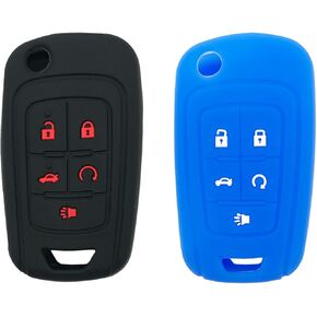 2PCS Silicone Protector Key Fob Cover fit for 2010 2011 2012 2013 2014 Chevy Chevrolet Camaro Cruze Malibu Equinox Sonic Impala Keyless Entry Remote Key Fob