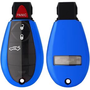 Smart Remote Key Fob Cover Case Fit for Dodge Grand Caravan Charger Challenger Durango Journey Ram Dart Magnum Chrysler 300 Town Country Jeep Commander Grand Cherokee 2008-2018 (Blue)