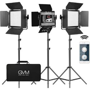 GVM 560 LED Video Light, 3 Packs Photography Lighting with APP Intelligent Control System, Studio Lighting for YouTube Outdoor, Video Lighting Panel Kit, 2300K-6800K, CRI 97+ in Kuwait
