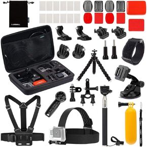 Luxebell Action Camera Accessory Kit for GoPro Hero Black Sliver 10 9 8 7 6 5 4 Session Max Akaso Xiaomi Accessories Tripod Head Chest Bike Mount With Case