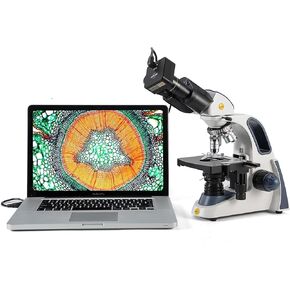 تكبير Swift SW380B 40X-2500X، مجهر مختبر مركب ثنائي العينين من الدرجة البحثية، مرحلة ميكانيكية، مع كاميرا Swiftcam 18 ميجابيكسل وبرامج Windows/Mac/Linux وكابل USB 3.0 in Kuwait