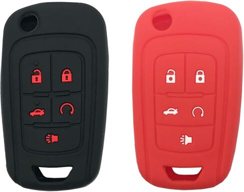 2PCS Silicone Protector Key Fob Cover fit for 2010 2011 2012 2013 2014 Chevy Chevrolet Camaro Cruze Malibu Equinox Sonic Impala Keyless Entry Remote Key Fob in Saudi Arabia