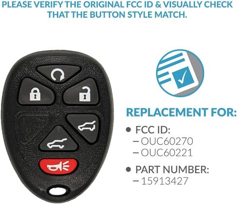 Keyless2Go Replacement for Keyless Entry Car Key Vehicles That Use 6 Button 15913427 OUC60270 Remote, Self-Programming - 2 Pack in Saudi Arabia