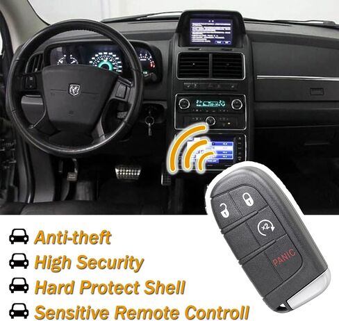 TOP-VIGOR 2Pack مفتاح السيارة عن بعد Fob 433Mhz متوافق مع Dodge Journey Durango 2011 2012 2013 2014 2015 2016 2017 2018، 46 شريحة 4 أزرار مفتاح دخول بدون مفتاح Fob استبدال M3N-40821302 in Kuwait