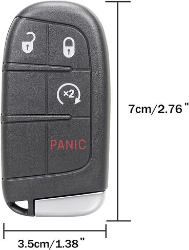 TOP-VIGOR 2Pack مفتاح السيارة عن بعد Fob 433Mhz متوافق مع Dodge Journey Durango 2011 2012 2013 2014 2015 2016 2017 2018، 46 شريحة 4 أزرار مفتاح دخول بدون مفتاح Fob استبدال M3N-40821302 in Kuwait