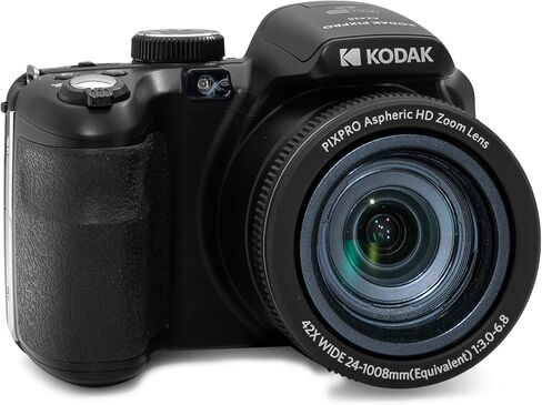 KODAK PIXPRO AZ425-BK كاميرا رقمية 20 ميجابكسل 42X زووم بصري 24 مم عدسة زاوية واسعة 1080 بكسل فيديو عالي الدقة تثبيت الصورة البصرية بطارية ليثيوم أيون 3 بوصات LCD كاميرا تسجيل فيديو (أسود) in Kuwait