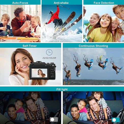 كاميرات للتصوير الفوتوغرافي، كاميرا رقمية 4K مضادة للاهتزاز بدقة 48 ميجابكسل مع تكبير رقمي 18X، كاميرا تسجيل فيديو واي فاي بتركيز تلقائي أثناء السفر، كاميرا بوينت آند شوت مع بطاقة TF سعة 32 جيجابايت، بطاريتان in Kuwait