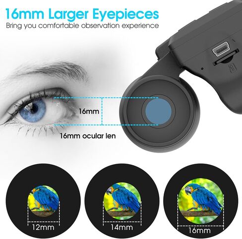 مناظير 12×32 للبالغين من زد زد ستار، مناظير مع كاميرا، شاشة ال تي بي اس 2 انش ومسجل صور فيديو 5MP 1080P مع بطاقة مايكرو SD 32GB، مناظير عالية الطاقة لمشاهدة الطيور والسفر والصيد، اسود in Kuwait