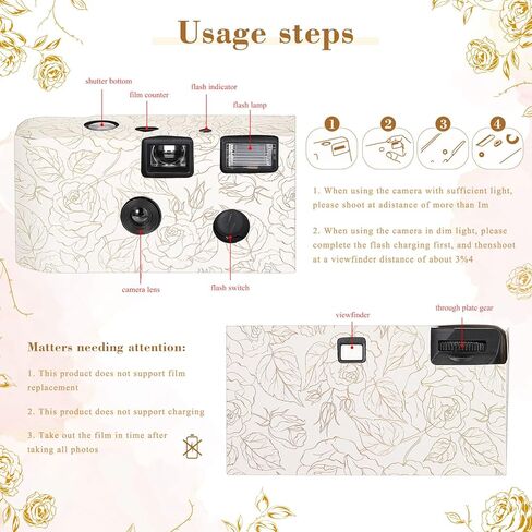 10 Pack Disposable Camera Bulk for Wedding, 34mm Single Use Camera Bulk with Flash Disposable Cameras One Time Camera for Gathering Wedding Travel (Colorful Film,White Lily) in Kuwait