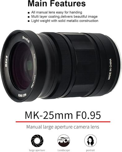 عدسة تركيز يدوية بفتحة كبيرة f0.95 من Meike متوافقة مع كاميرات Fujifilm X Mount بدون مرآة X-T1 X-T2 X-T3 X-T4 X-T5 X-T10 X-T20 X-T100 X-T200 XPro1 X-S10 in Saudi Arabia