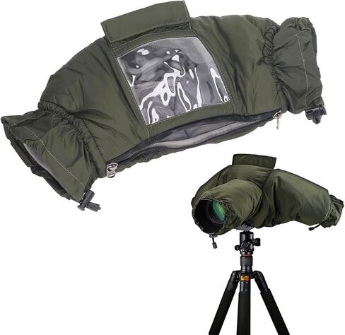 معطف مطر لكاميرا DSLR، واقي مقاوم للماء مع نافذة شفافة عالية، غطاء كاميرا شتوي مزدوج الأكمام مع شريط مطاطي لكاميرا عدسة أقل من 100 مم in Kuwait