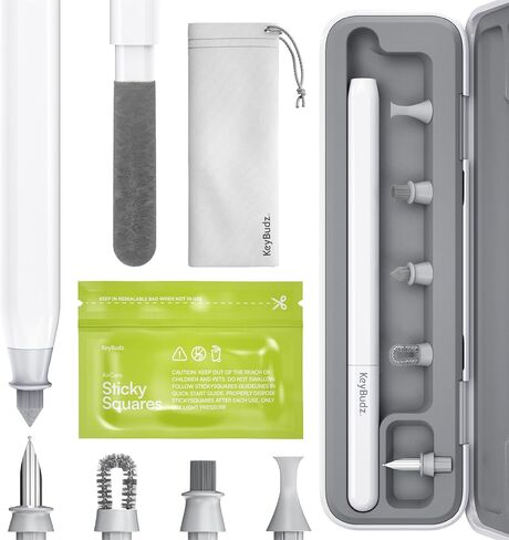 KeyBudz Air Care 2.0 AirPods Cleaning Kit - Patented Multi-Tool Cleaner with Interchangeable Brush Tips for AirPods, iPhone and Apple Devices with Sticky Squares, Hard Case and Travel Pouch in Kuwait