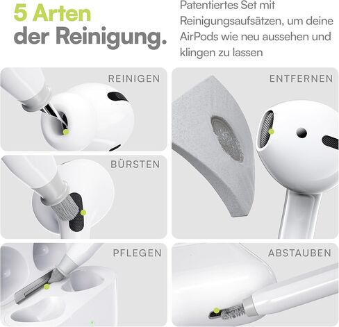 KeyBudz Air Care 2.0 AirPods Cleaning Kit - Patented Multi-Tool Cleaner with Interchangeable Brush Tips for AirPods, iPhone and Apple Devices with Sticky Squares, Hard Case and Travel Pouch in Kuwait