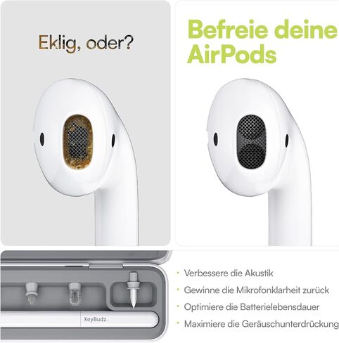 KeyBudz Air Care 2.0 AirPods Cleaning Kit - Patented Multi-Tool Cleaner with Interchangeable Brush Tips for AirPods, iPhone and Apple Devices with Sticky Squares, Hard Case and Travel Pouch in Kuwait