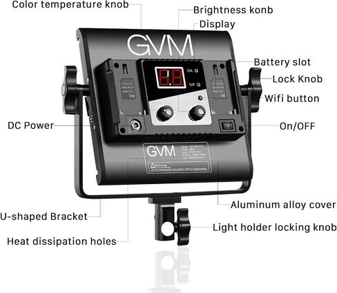 GVM 560 LED Video Light، 3 عبوات من إضاءة التصوير الفوتوغرافي مع نظام التحكم الذكي APP، إضاءة الاستوديو لليوتيوب في الهواء الطلق، مجموعة لوحة إضاءة الفيديو، 2300K-6800K، CRI 97+ in Saudi Arabia