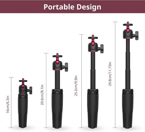 Eicaus Mini Tripod for Camera, Small Gopro Tripod with Adapters for Gopro Hero 10 9 8 7 6 5 DJI Osmo Action AKASO, Selfie Stick Webcam Stand for iPhone and Android Black in Kuwait